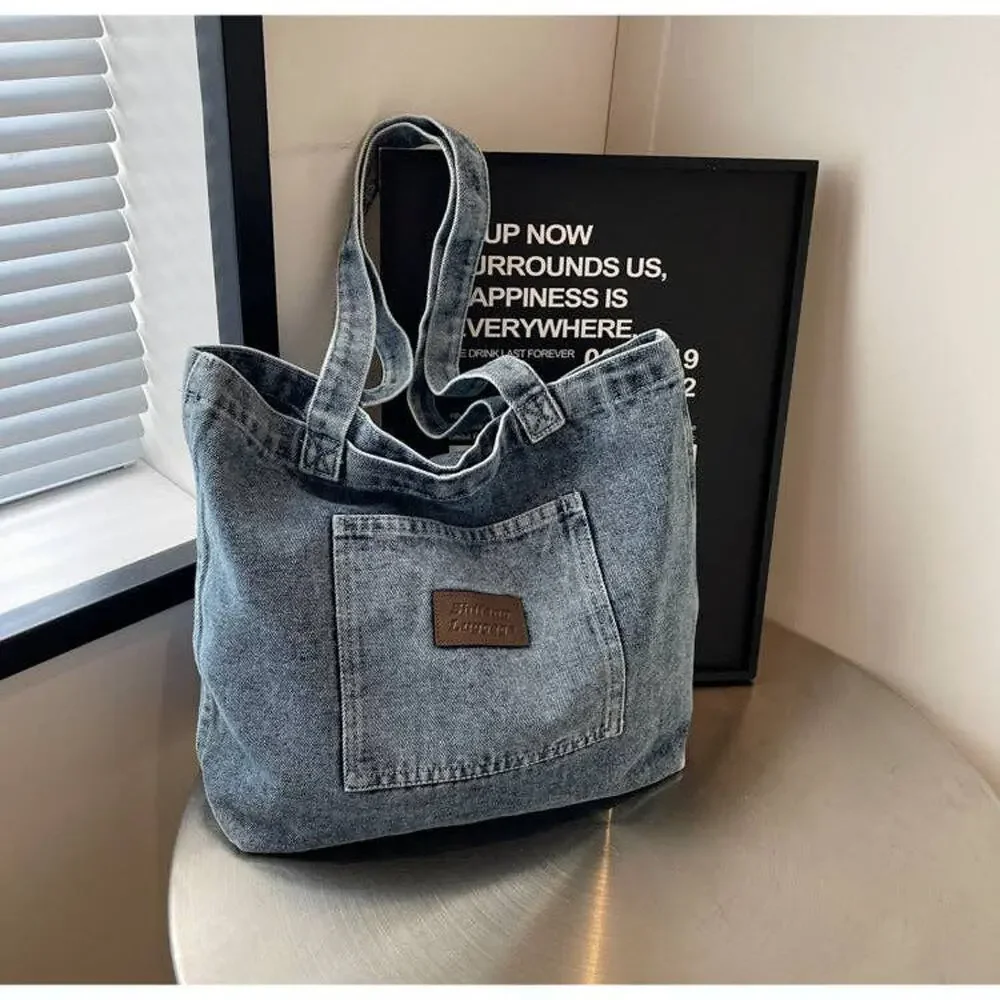 Light Blue Washed Denim Shoulder Bag